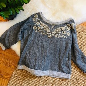 Heather Gray Boho Cropped Sweatshirt